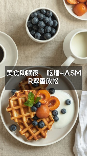 抖音鹤鹤助眠ASMR冲（3000）视频封面：美食助眠夜🍜吃播+ASMR双重放松